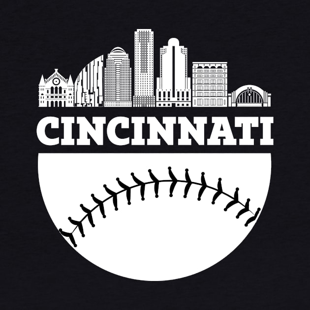 Cincinnati OH Baseball Skyline  Vintage Retro print by Bluebird Moon